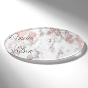 white,marble,rose gold, modern,chic,beautiful,eleg name tag