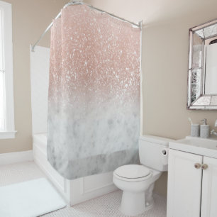 White Marble Rose Gold Ombre Glitter Glam #1