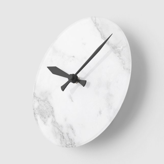 White Marble Round Clock (Angle)