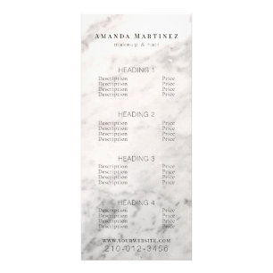 White Marble Salon Price List Service Menu