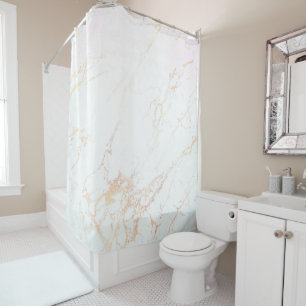 WHITE MARBLE SHOWER CURTAIN