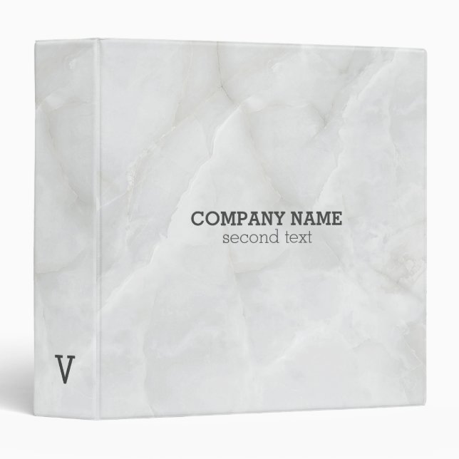 White Marble Stone 3 Ring Binder (Front/Spine)