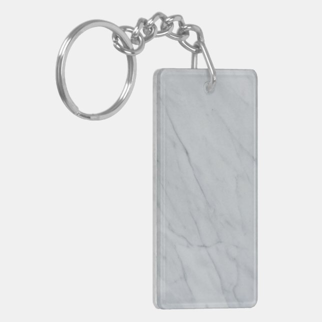 White Marble Stone Acrylic Keychain (Front Left)