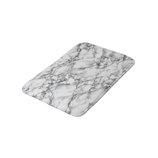 White Marble Stone Bath Mat Modern Design (Angled)