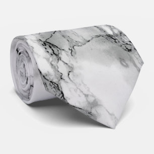 White Marble Stone Design Neck Tie
