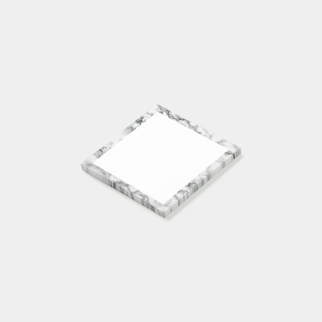 White Marble Stone Framed Sticky Notes (Angled)