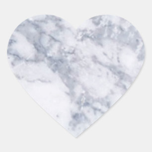 White Marble Stone Grain/Texture Heart Sticker