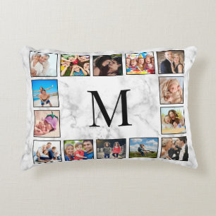 White Marble Stone Pattern Accent Pillow