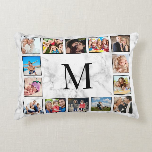 White Marble Stone Pattern Accent Pillow (Front)