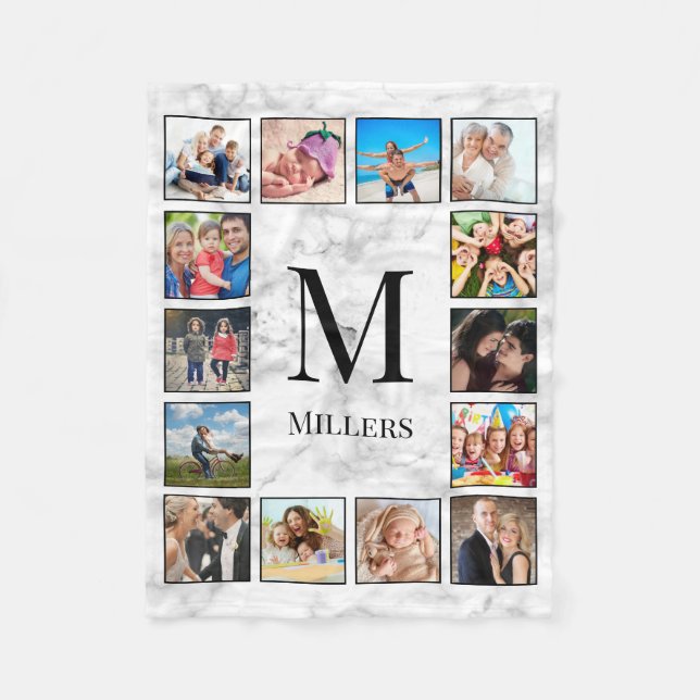 White Marble Stone Pattern Fleece Blanket (Front)