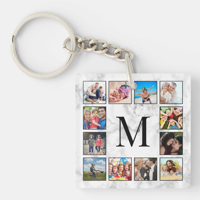 White Marble Stone Pattern Keychain (Front)