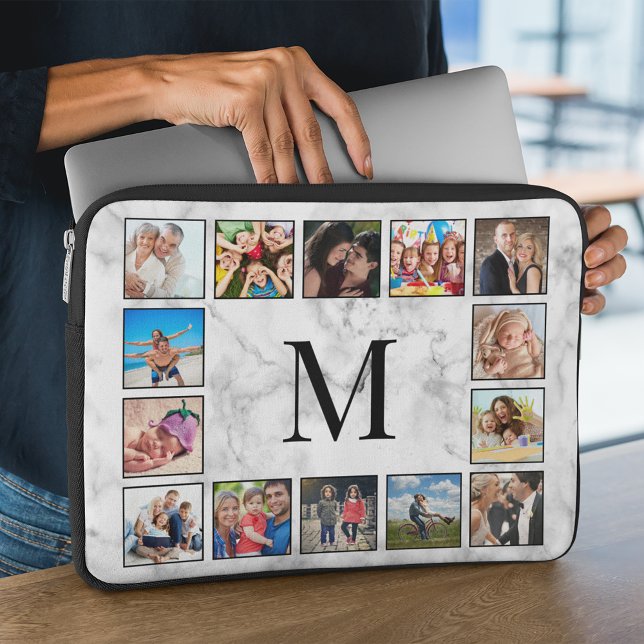 White Marble Stone Pattern Laptop Sleeve (Creator Uploaded)