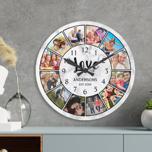 White Marble Stone Pattern Large Clock