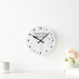 White marble stone print waiting room wall clock