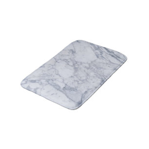 White Marble Stone Texture Print Bath Mat