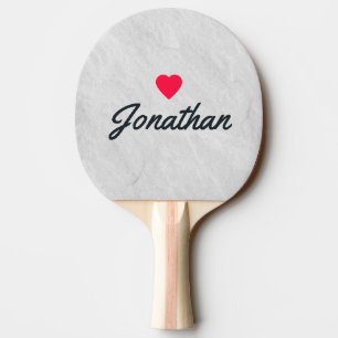 White Marble Stone Vintage Heart Signature Ping Pong Paddle