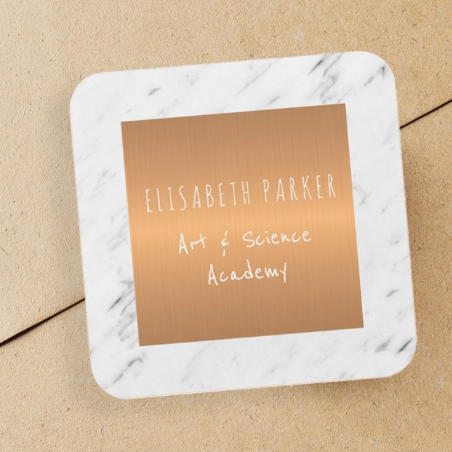 White marble stone with copper square your name sticker (Creator Uploaded)