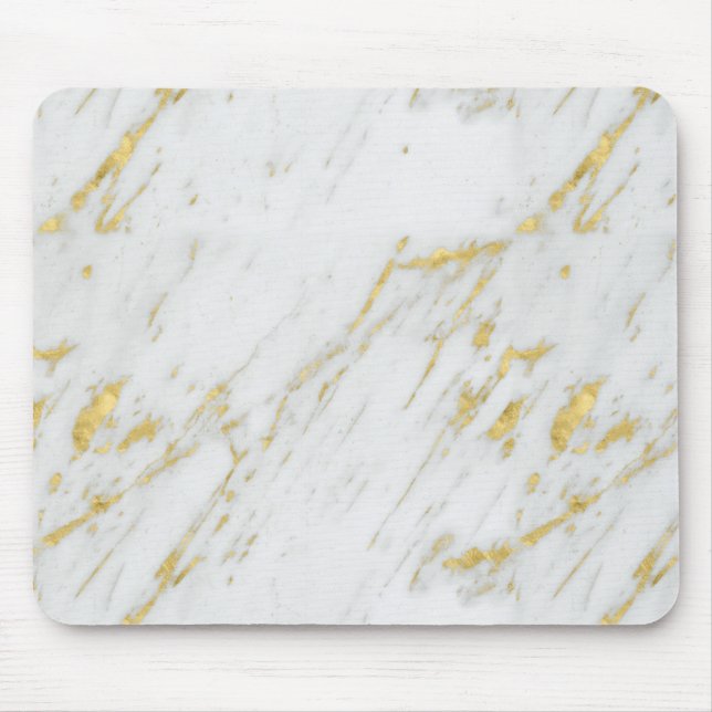 White Marble Stone With Glitter Mouse Pad (Front)