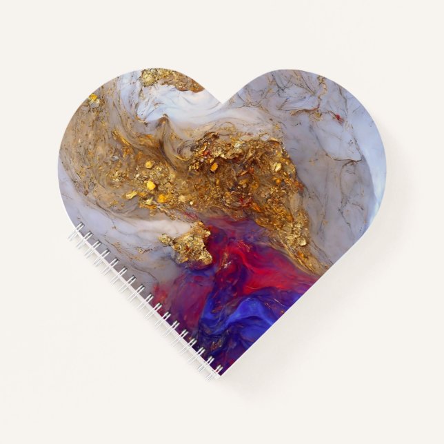 White Marble Swirl with Liquid Gold Notebook (Front)