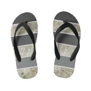 White Marble Texture And Black Pastel colour Custo Kid's Flip Flops