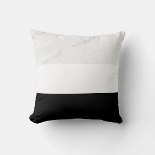 White marble texture black and white background throw pillow