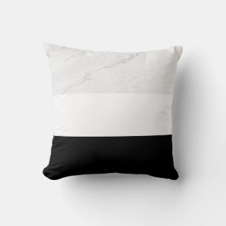 White marble texture black and white background throw pillow