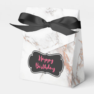 White Marble Texture Happy Birthday Favor Box
