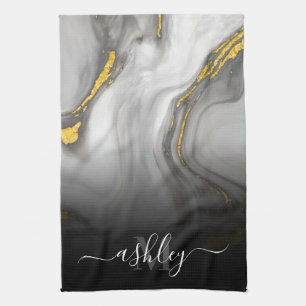 White Marble Texture Kitchen Towel