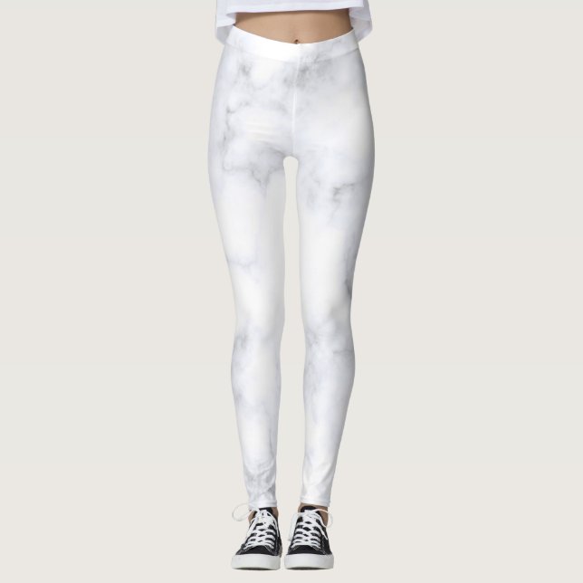 White Marble Texture Leggings (Front)