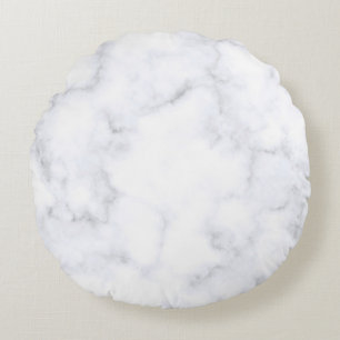 White Marble Texture Round Pillow