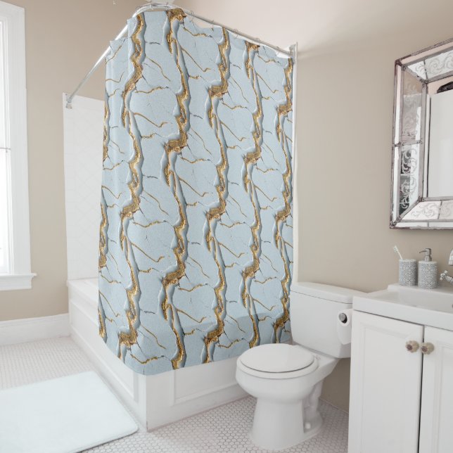 White Marble Texture with Cracked Gold Veins (In Situ)