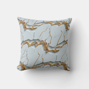 White Marble Texture with Cracked Gold Veins Throw Pillow
