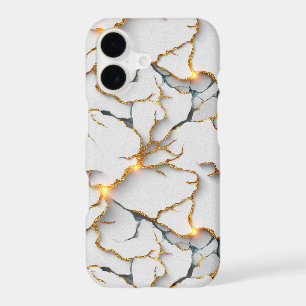 White Marble Texture with Glowing Gold Veins