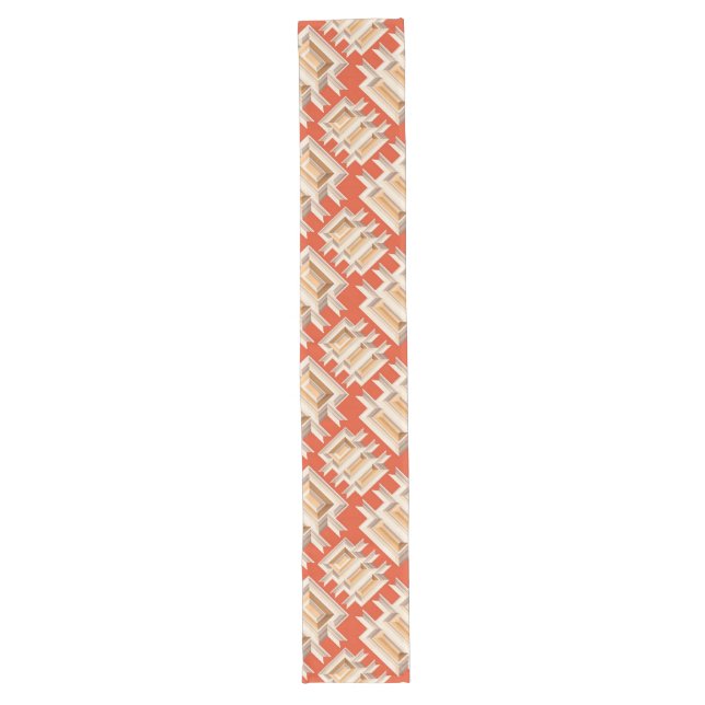 White marble textured architectural moldings long table runner (Front)