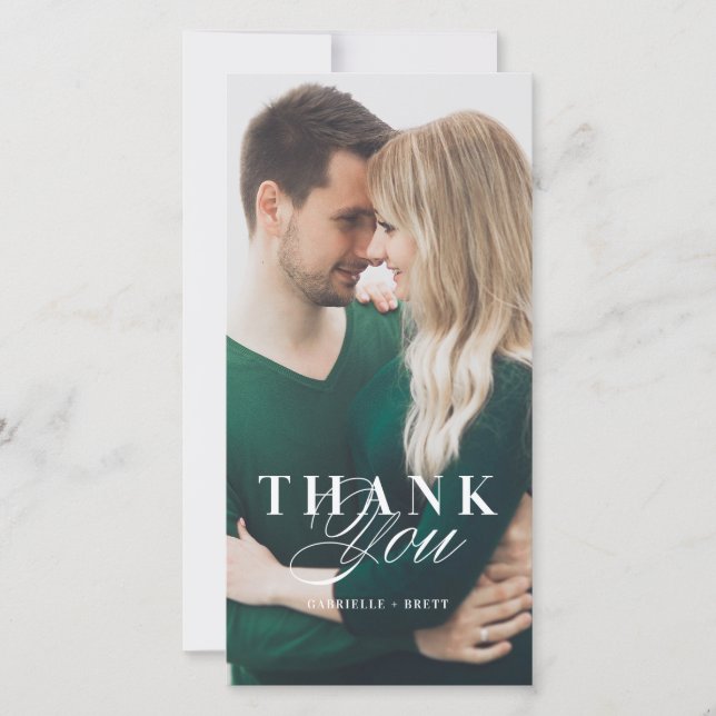 White Marble Thank You Wedding Card (Front)