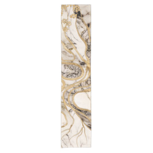 White Marble Tree of Life Abstract Short Table Runner