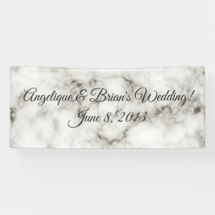 white marble wedding reception banner