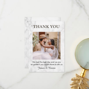 White Marble Wedding  Thank You Card