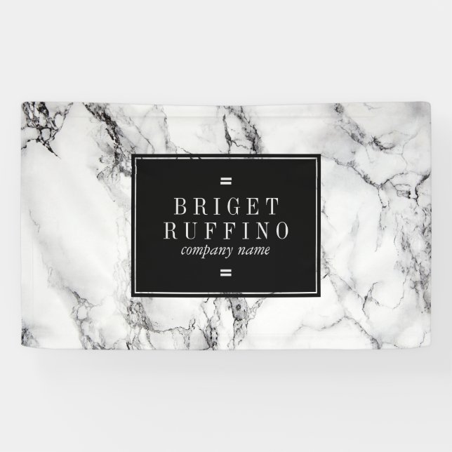 White Marble With Black Grain Banner (Horizontal)