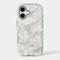White Marble with Gold Cube Pattern