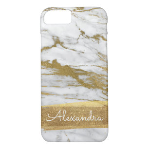 White Marble with Gold Foil and Glitter iPhone 8/7 Case