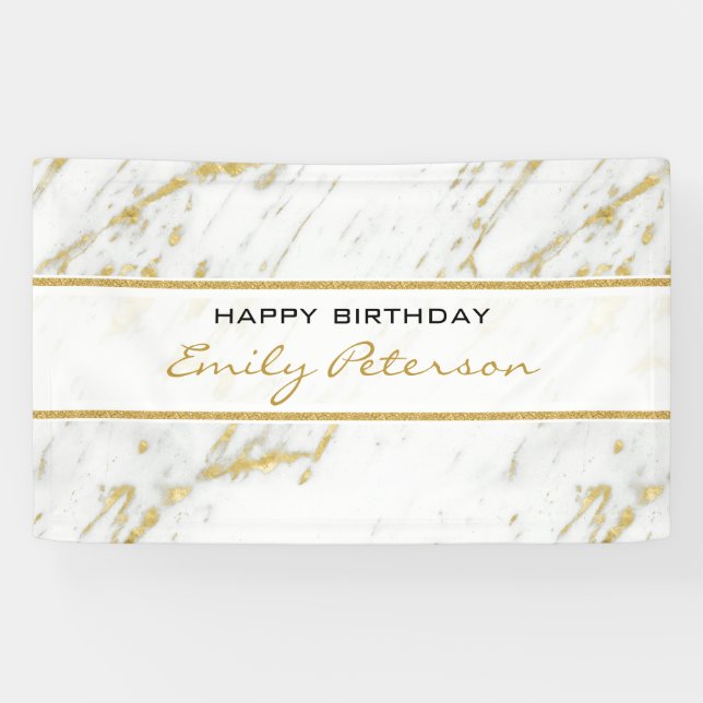 White Marble With Gold Glitter Banner (Horizontal)