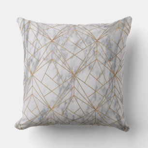 white marble with gold inlay throw pillow