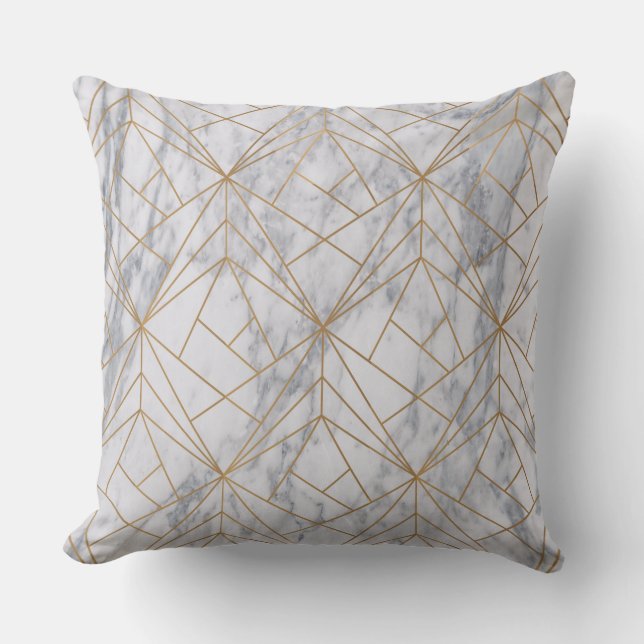 white marble with gold inlay throw pillow (Front)