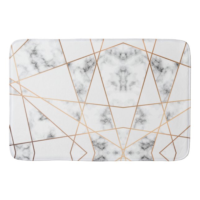 White Marble with Gold Lines Pretty Bath Mat (Front)