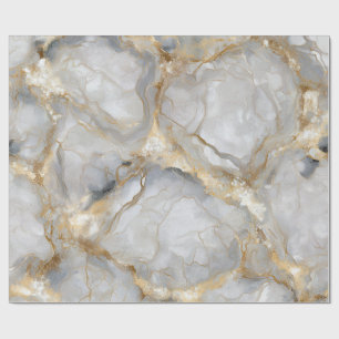 White Marble with Gold Veins Wrapping Paper