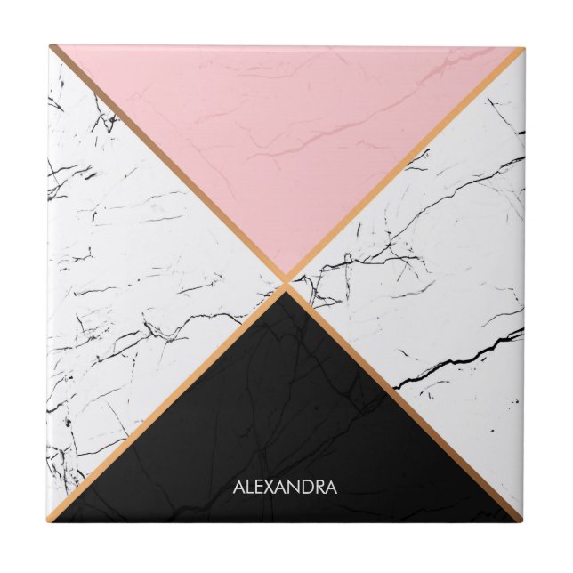 White Marble With Golden  Lines Tile (Front)