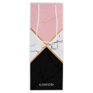 White Marble With Golden Lines Wine Gift Bag