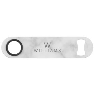 White Marble with Personalized Monogram and Name Bar Key