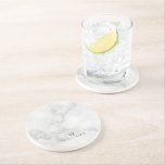 White Marble with Personalized Monogram and Name Coaster<br><div class="desc">White Marble with Personalized Monogram and Name Gift featuring monogram and name in grey modern sans serif font style on white marble background. Perfect gift for dad, husband, family, newlywed and more. Also perfect as bridesmaids and groomsmen gift, wedding gift, holiday gift, family reunion gift and gift for any special...</div>